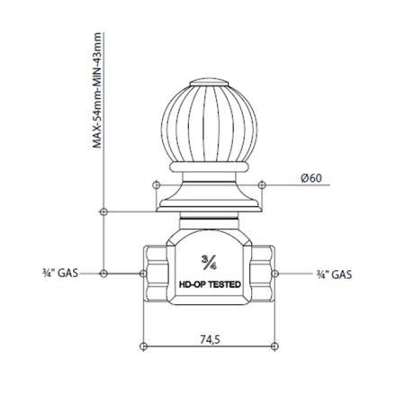 Bongio Rivoli Запорный вентиль 3/4, цвет хром/Cristallo 00, артикул 05498CR00