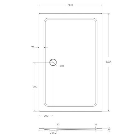 Душевой поддон из стеклокомпозита (SMC) CEZARES TRAY-M-AH-35-W, артикул TRAY-COVER-CR