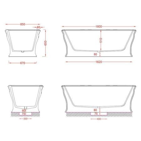 Artceram NEO Ванна отдельностоящая, 180х85хh65см, с переливом и слив.крышкой, Livingtec (с сифоном ACA062), цвет: белый матовый, артикул ACW003 05 bi matt
