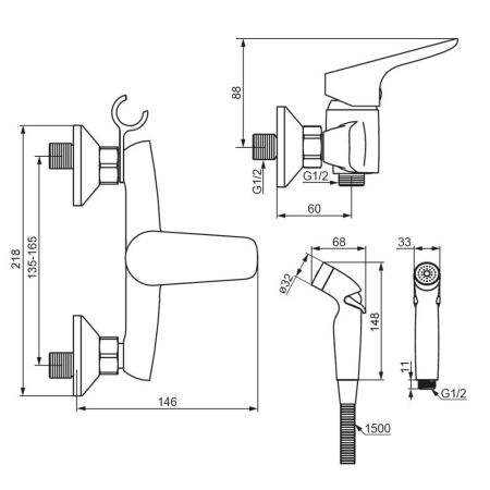 778000300 Jupiter смеситель с гигиеническим душем, чёрный, артикул 778000300