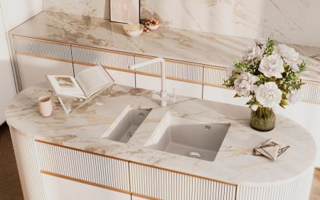 Кухонная мойка Ulgran Quartz Under 400-01, жасмин, артикул Under 400-01