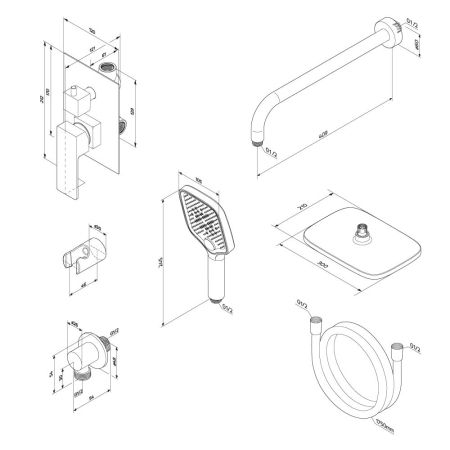 953520300 Gala встраиваемая душевая система со смесителем для душа, чёрный, артикул 953520300