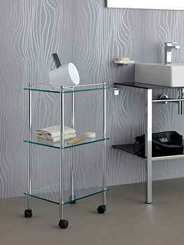 Stil Haus, 3-х ярусная стеклянная этажерка на колесах, цвет бронза