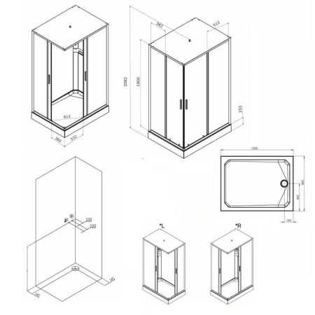 W90C-404-12090MT Gem кабина душевая  120x90, прямоугольная, профиль матовый хром, стекло прозрачное W90C-404-12090MT Gem кабина душевая  120x90, прямоугольная, профиль матовый хром, стекло прозрачное