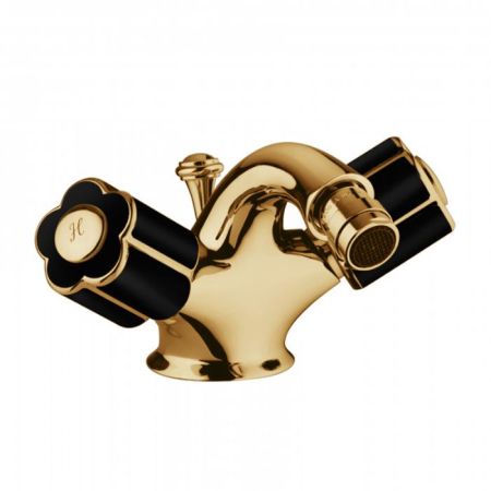 Bongio Fleur Noir Смеситель для биде с донным клапаном, цвет золото/черный фарфор, артикул 12522OR00