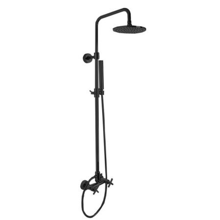 Fima Carlo Frattini Maxima Смеситель для душа внешнего монтажа, с душевой штангой, верхним душем Ø 250 мм. и душевым комплектом, цвет: чёрный матовый, артикул F5305/2NS