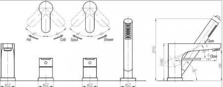 Смеситель на борт ванны с ручным  душем CEZARES LACONICO-C-BVDM