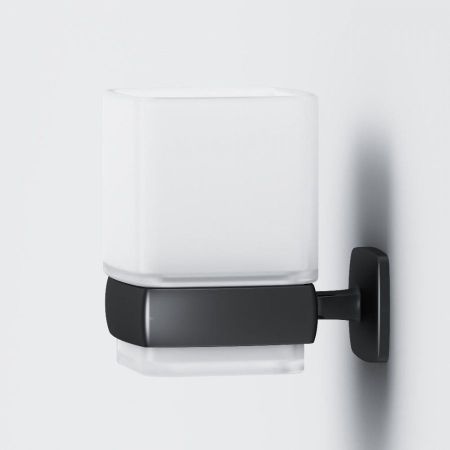 A9034322 Gem, Стеклянный стакан с настенным держателем, черный, артикул A9034322