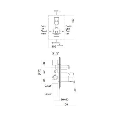 Смеситель для душа встраиваемый Webert Sax Evolution SE860101560, черный