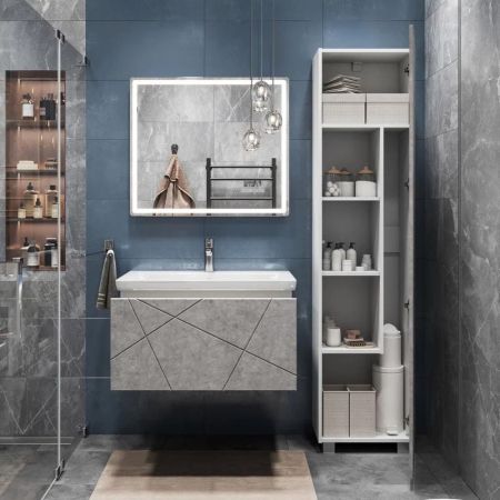 Тумба под раковину подвесная VIGO Geometry 035 бетон, 80 см, артикул 035 бетон