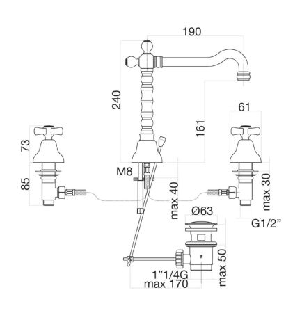 Смеситель для раковины Fiore MARGOT 26ZZ0637, бронза, артикул 26ZZ0637