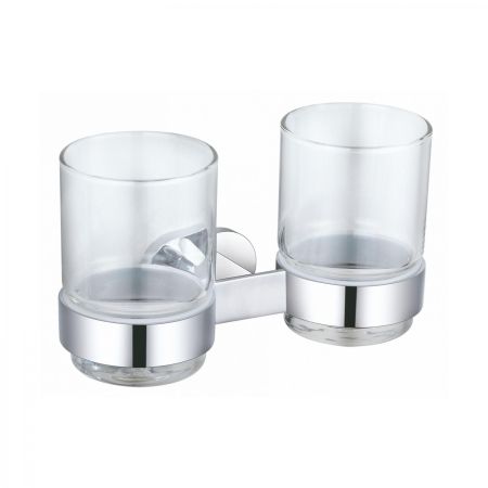 Два стакана для зубных щеток с держателем WONZON & WOGHAND FIRST, Хром (WW-8428), артикул WW-8428