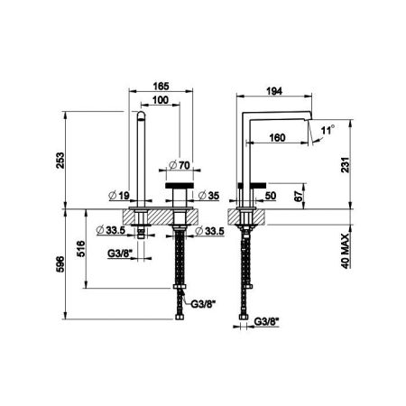 Gessi Anello Смеситель для раковины высокий с длинным изливом, без донного клапана, цвет: хром, артикул 63316#031