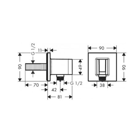 Шланговое подсоединение, Hansgrohe, Fixfit E, держатель-есть, со встроенным обратным клапаном, с подключением для душевого шланга, декоративная накладка, резьбовое соединение, стандарт подвода воды-1/2", цвет-белый матовый, артикул 26889700