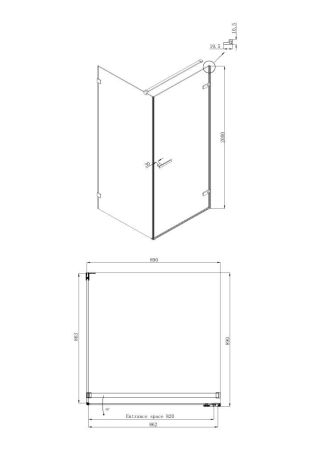 Душевой уголок Ambassador Abner 10011101R-PR1, квадратный, линейный трап, 90х90, артикул 10011101R-PR1