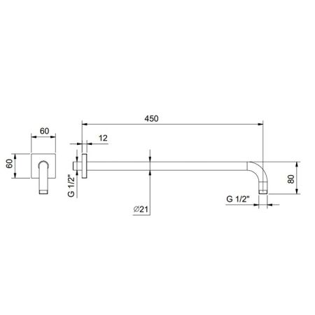 FANTINI MINT Кронштейн для душевой лейки 45 см, цвет черный матовый, артикул 86 13 8108