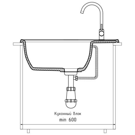 Кухонная мойка GranFest VERTEX 680L, иней, артикул V-680L иней