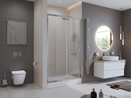 Душевая дверь в нишу BELBAGNO UNO-195-BF-1, артикул UNO-195-BF-1-120-CH-CR