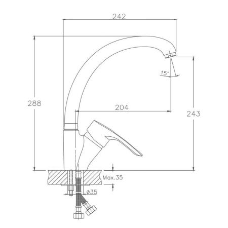 Смеситель для кухни Haiba HB4166, хром, артикул HB4166