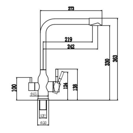 Смеситель для кухни с подключением к фильтру Fmark FS0262, сатин