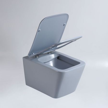 Унитаз подвесной Q-Line VT1-12MO безободковый, цвет океан мат., ультратонкое soft close сиденье, артикул VT1-12MO