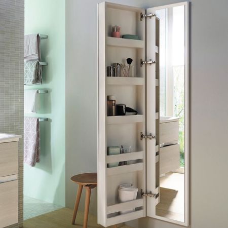 BURGBAD SYS30 Шкаф 400х150х1760 мм, подвесной, 1 зеркало, 5 полок,  левый,  цв белый глянцевый, артикул SPDH040L461