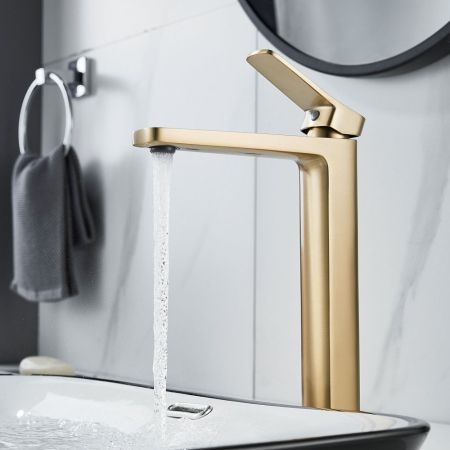 Смеситель для раковины Shevanik S9911G, золотой сатин, артикул S9911G