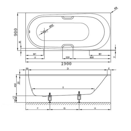 Опора для ванны, Bette, универсальная, комплект-2 штуки, артикул B23-1500