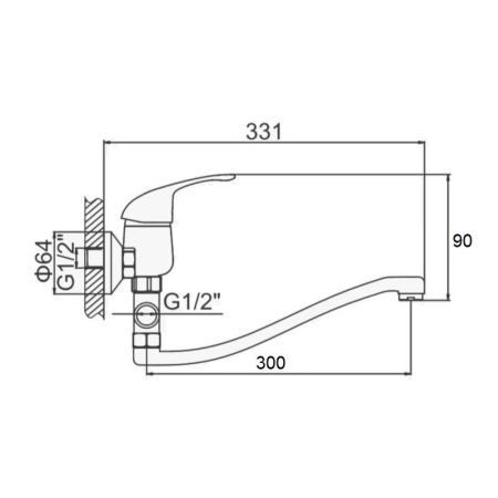 Смеситель для ванны D-Lin D140629, хром, артикул D140629