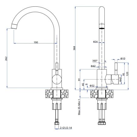Смеситель для кухни GranFest Z-5410, нержавейка