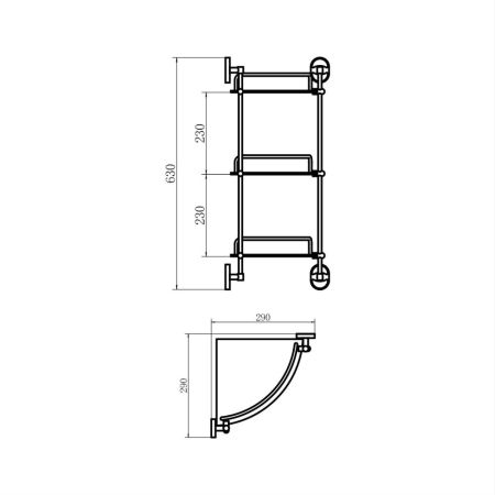 Полка стеклянная угловая FASHUN A1907-3, хром, артикул A1907-3