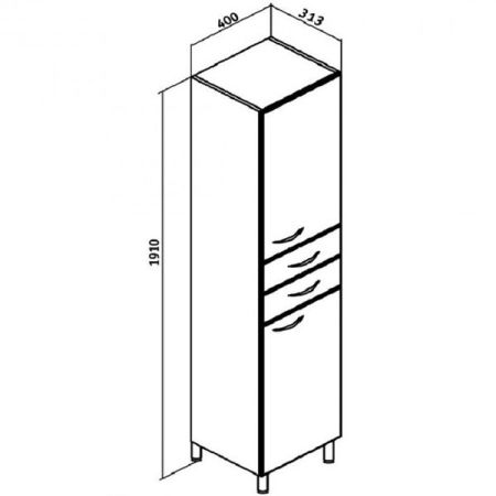 Шкаф пенал Runo 40 4620750021238 R Белый