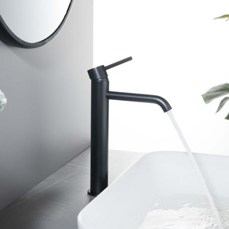 Смеситель для раковины 215, без донного клапана AQUATEK, матовый черный AQ1304MB ЕВРОПА, артикул AQ1304MB