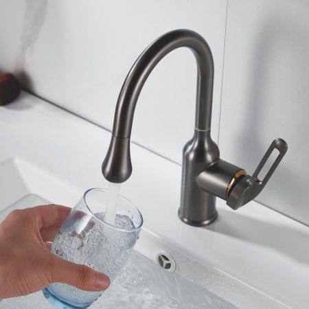 Смеситель для раковины Raffine F101T, оружейная сталь, артикул F101T