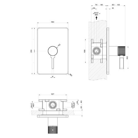 GESSI INCISO Встраиваемый смеситель, на 1 источник (внешняя часть), цвет: finox