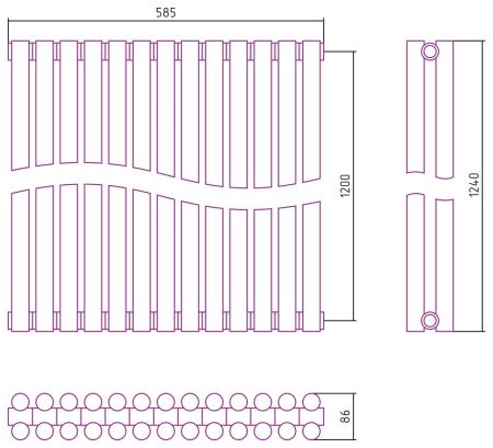 Отопительный радиатор ЭСТЕТ-11 н/ж 1200х585 / 13 сек (Матовое ЗОЛОТО), артикул 032-0302-1213