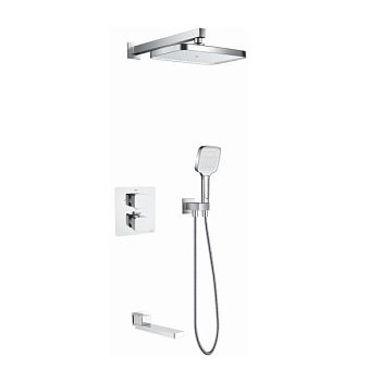 Душевая система с термостатом встраиваемая Rose R1595F, белый/хром