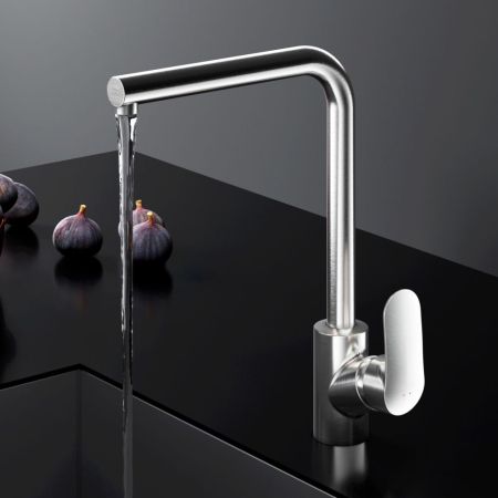 F8005011 Like, смеситель для кухни L-образный излив, сатин, шт., артикул F8005011