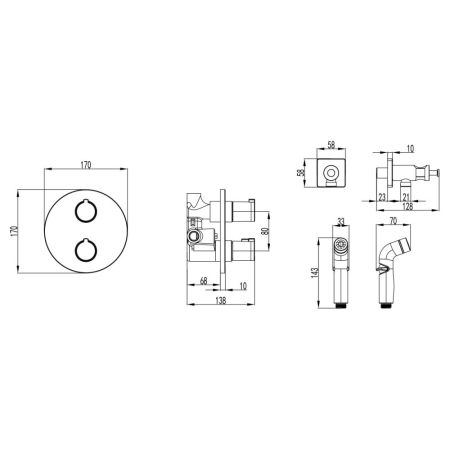 Смеситель Lemark Yeti термостатический с гигиеническим душем (LM7819С), артикул LM7819C