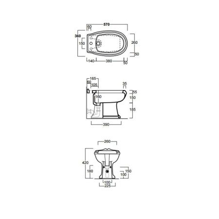 SIMAS Arcade Биде с ободком напольное 36х57см с 1 отв. под смеситель, цвет белый