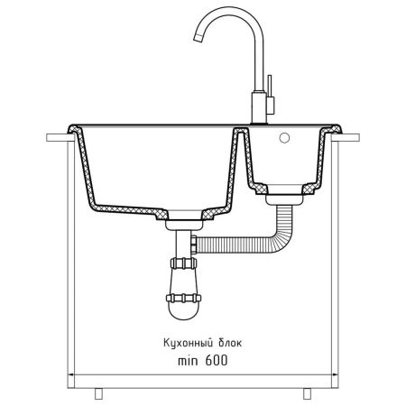 Кухонная мойка GranFest QUARZ 9, темно-серый, артикул 09 темно-серый