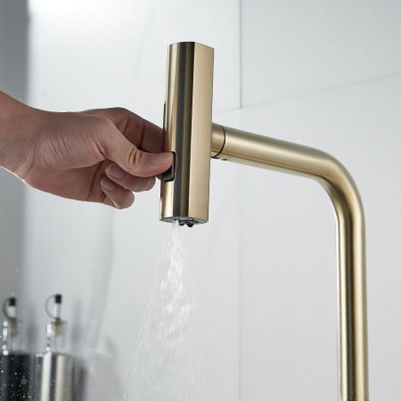 Смеситель для кухни с мультифункциональным изливом Raffine F203G, золотой сатин