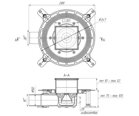 Душевой трап Bronze de Luxe 21962-5602, бронза, артикул 21962-5602