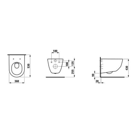 LAUFEN Pro NEW Унитаз подвесной 530х360х340 мм (с ободком), цвет белый, артикул 8.2095.6.000.000.1