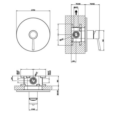 Gessi Goccia Встраиваемый однорычажный смеситель(внешние части), цвет: белый, артикул 44676#279