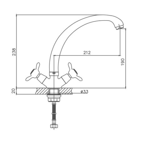 Смеситель для кухни Cron CN4212-2, хром