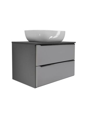 Тумба Runo Мальта 70 подвесная темно-серая/серая под накладной умывальник (00-00004895), артикул 00-00004895