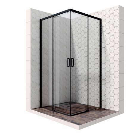 Душевой уголок Ambassador Queen Black 11011204, квадратный, профиль черный, 100х100 см, артикул 11011204