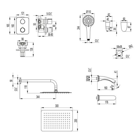 Душевая система Lemark Bronx встраиваемая (LM3742BL), артикул LM3742BL