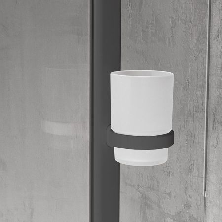 NOVELLINI EDGE Стакан с креплением на профиль, цвет черный матовый, артикул R90AGEBIP-H